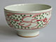 rimless bowl with red stain